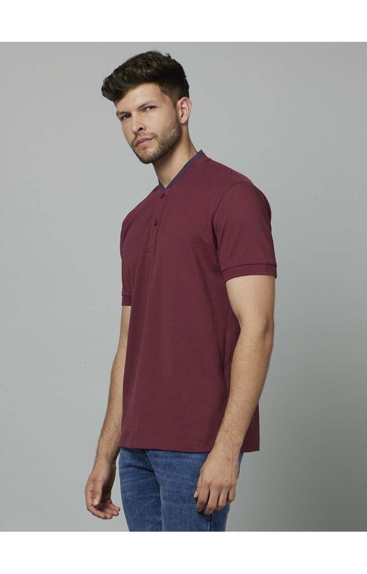 Men's Red Solid Regular T-Shirts