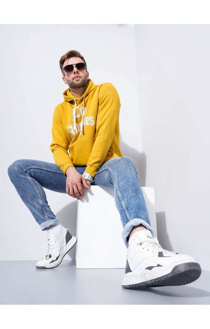 Men's Yellow Typographic Hoodies