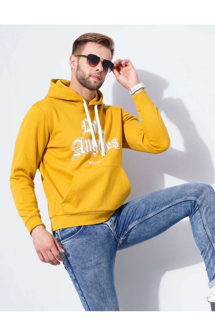 Men's Yellow Typographic Hoodies
