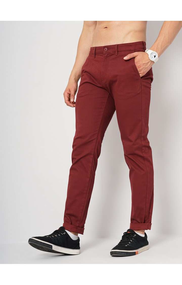 Men's Solid Red Trouser