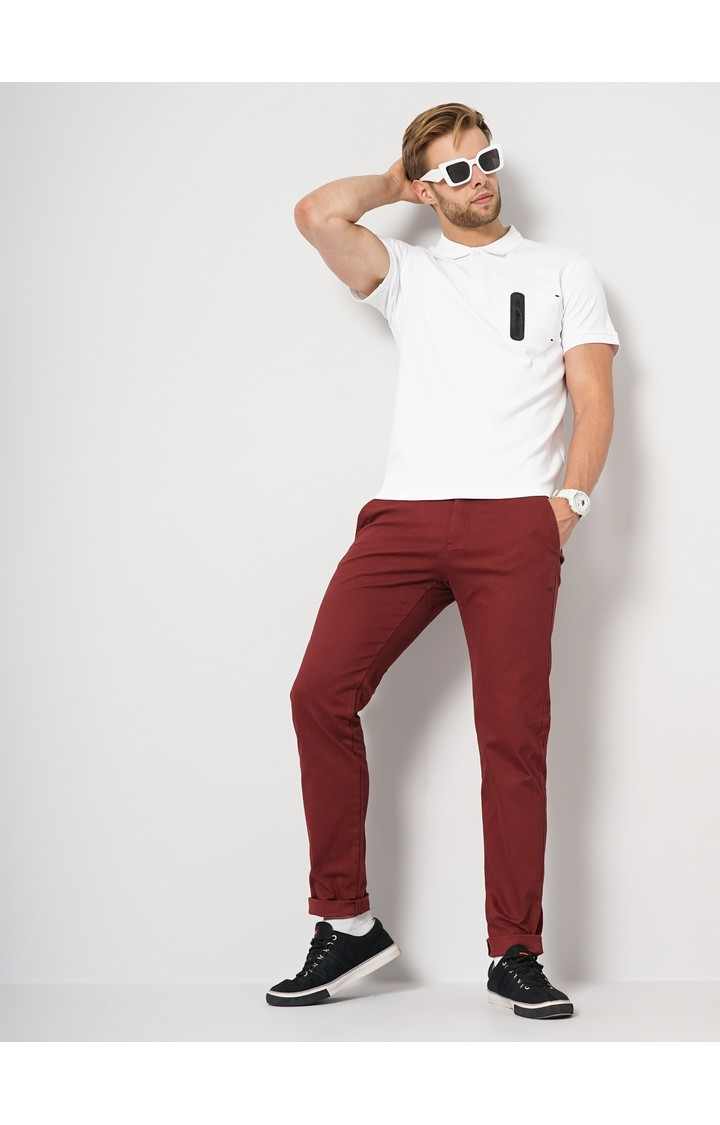 Men's Solid Red Trouser