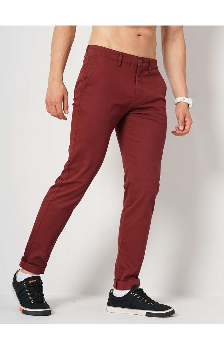 Men's Solid Red Trouser