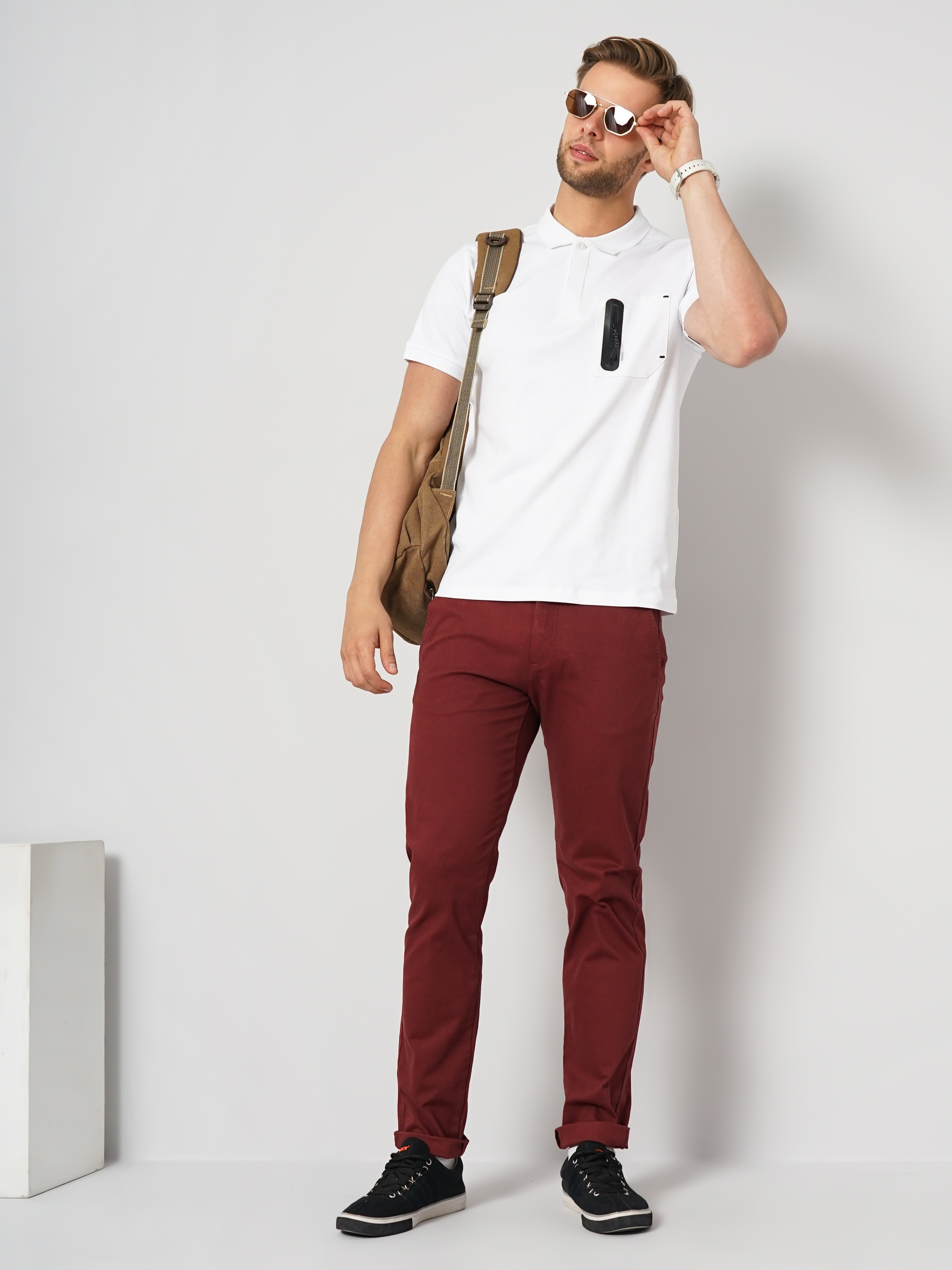 Men's Solid Red Trouser