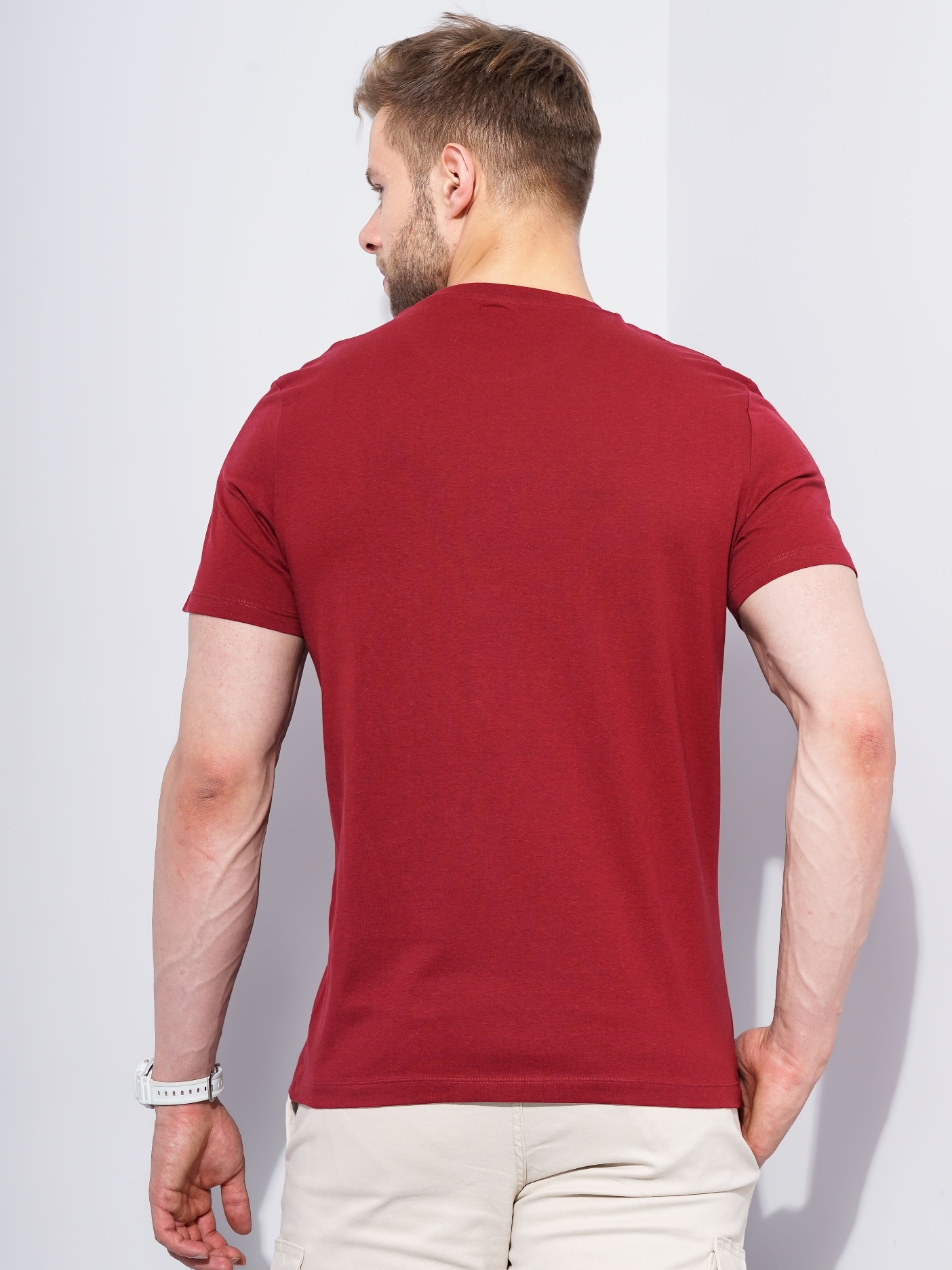 Men's Red Graphics Regular T-Shirts