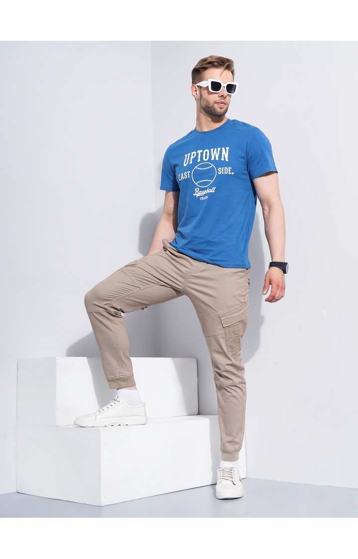 Men's Blue Graphics Regular T-Shirts