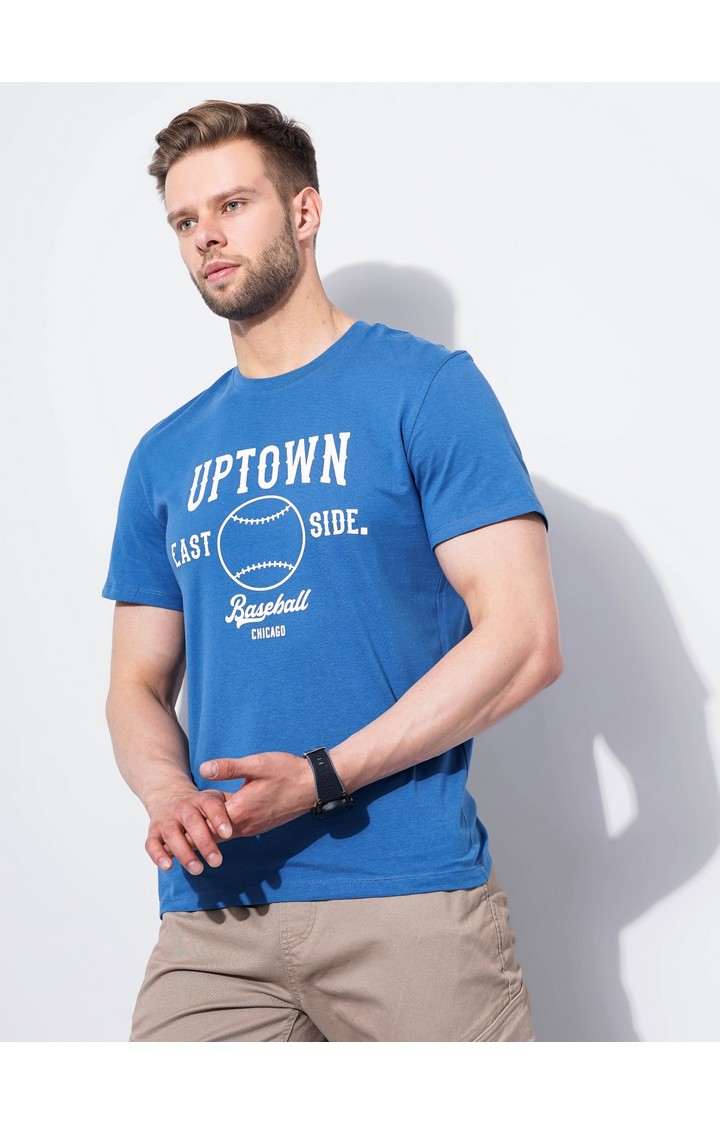 Men's Blue Graphics Regular T-Shirts