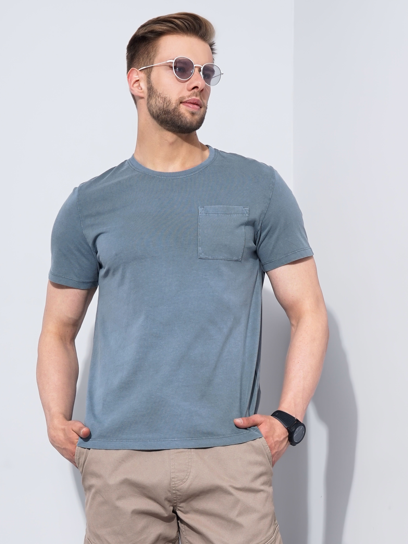 celio | Men's Blue Knitted Regular T-Shirts