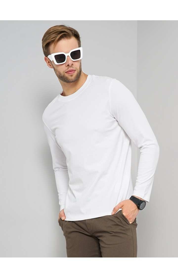Men's White Solid Sweatshirts
