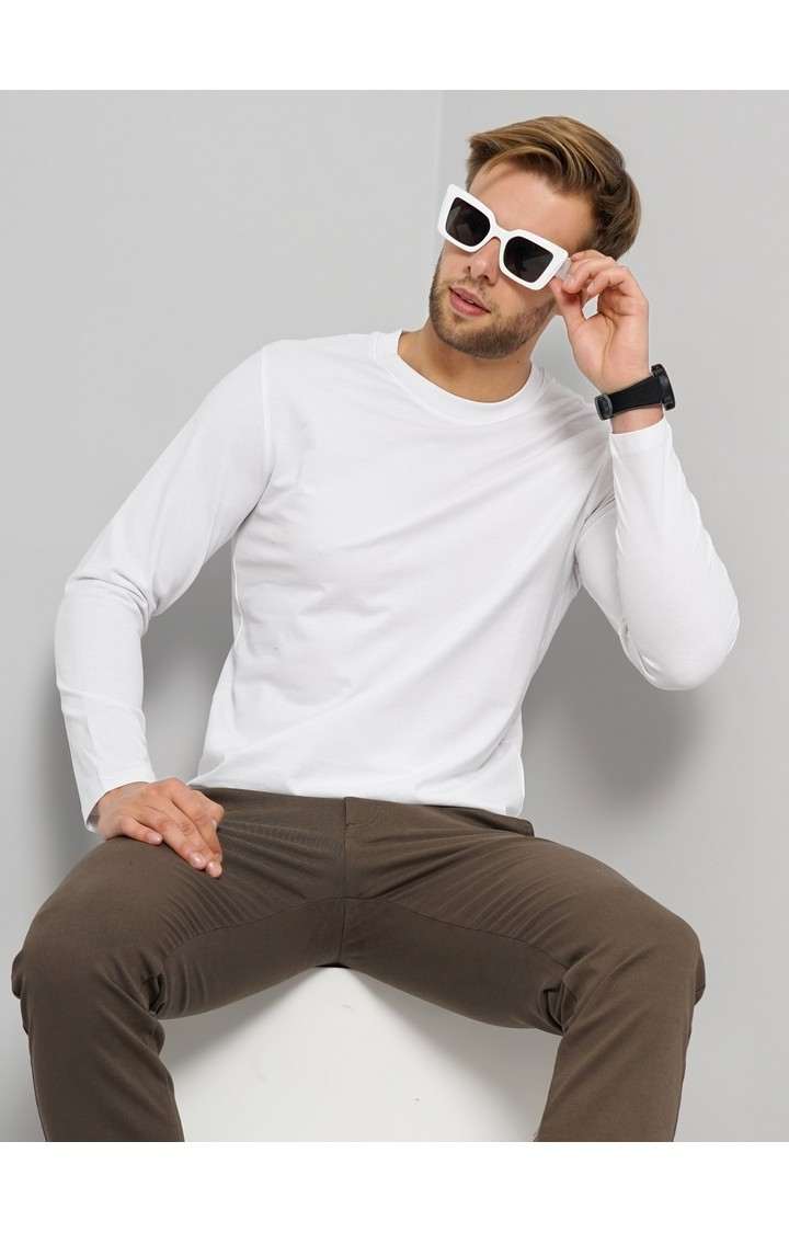 Men's White Solid Sweatshirts