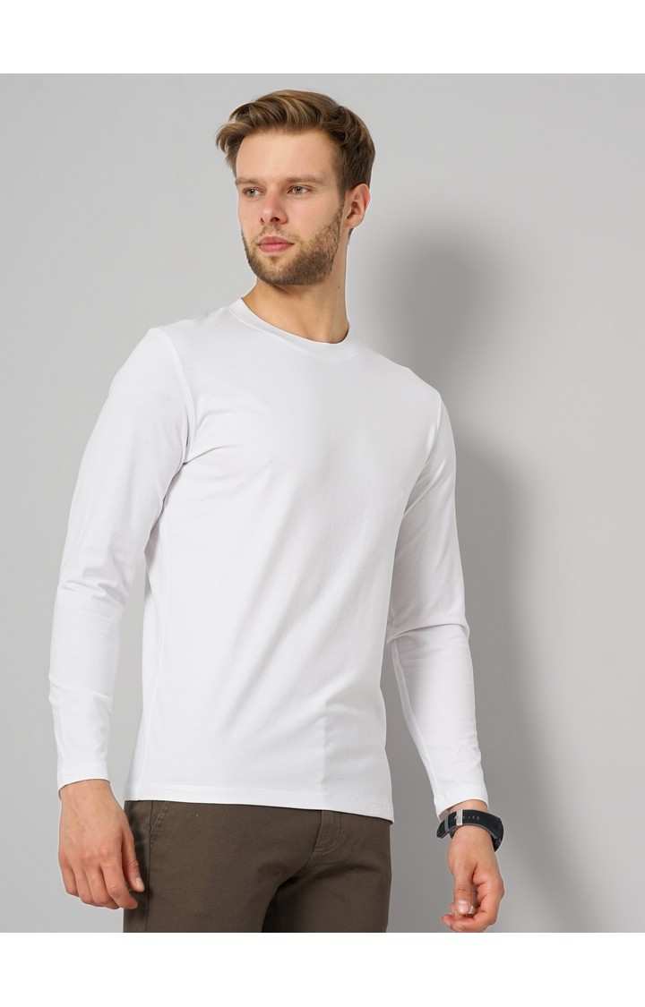 Men's White Solid Sweatshirts