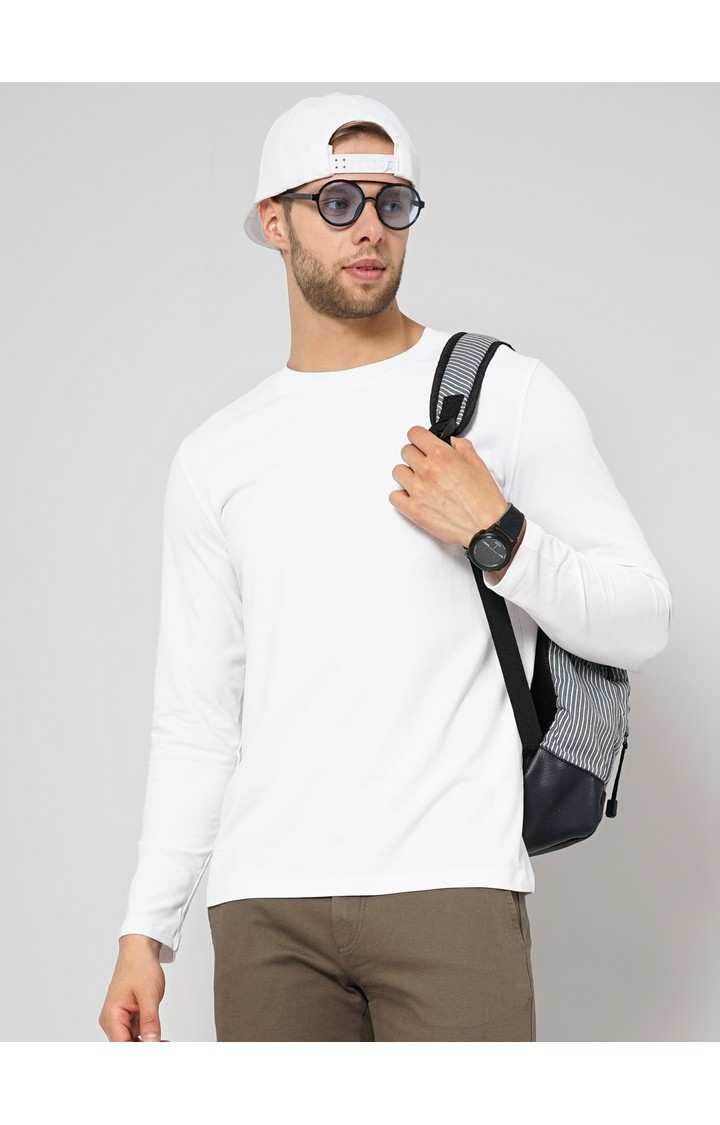 Men's White Solid Sweatshirts