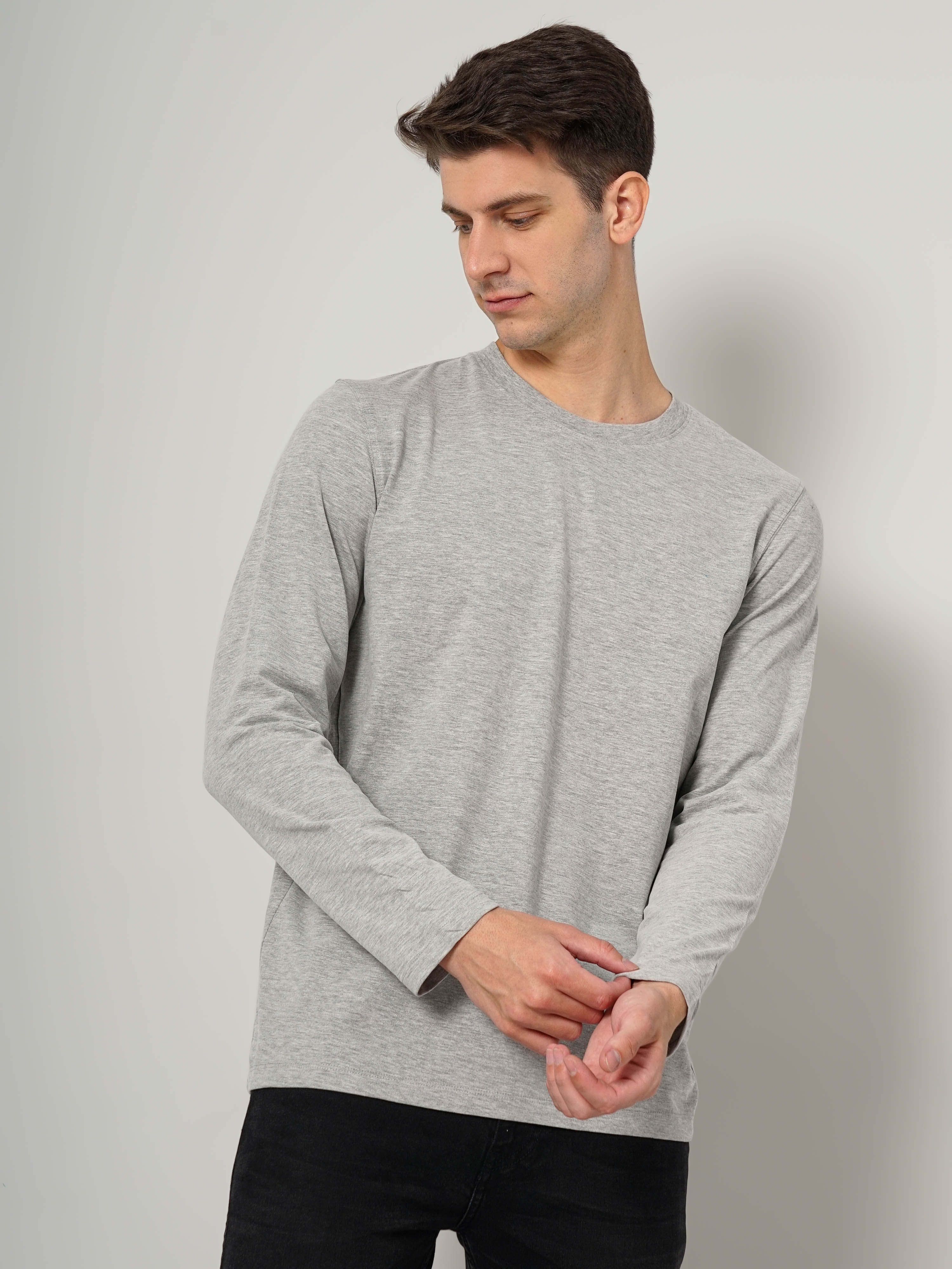 Men's Grey Solid Sweatshirts