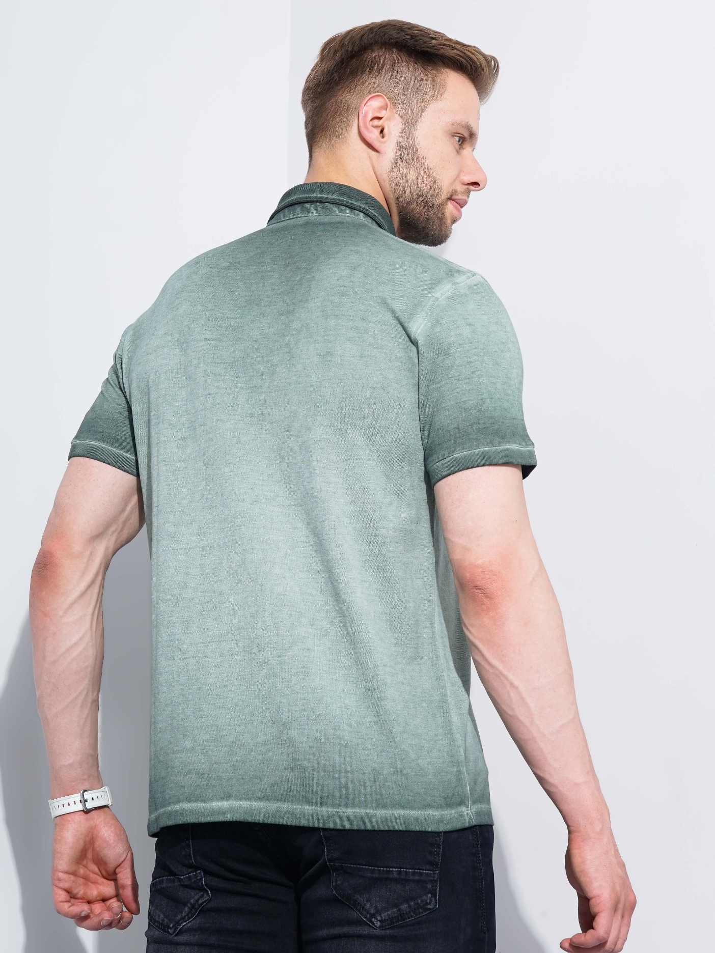 Men's Green Knitted Polos