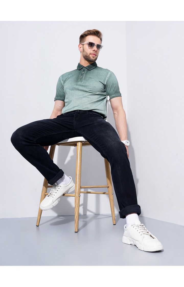 Men's Green Knitted Polos