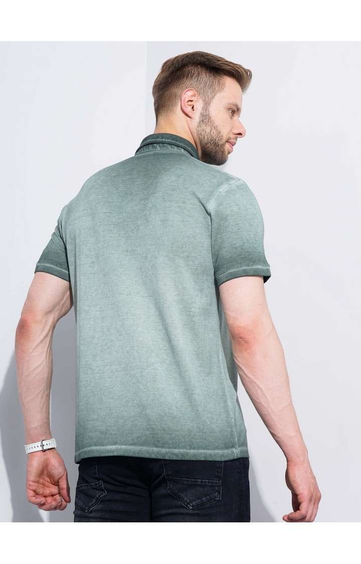 Men's Green Knitted Polos