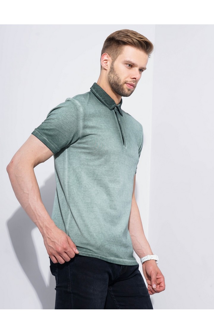Men's Green Knitted Polos