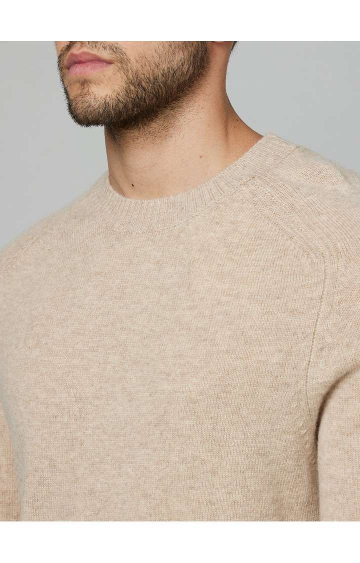 Men's Beige Solid Sweaters