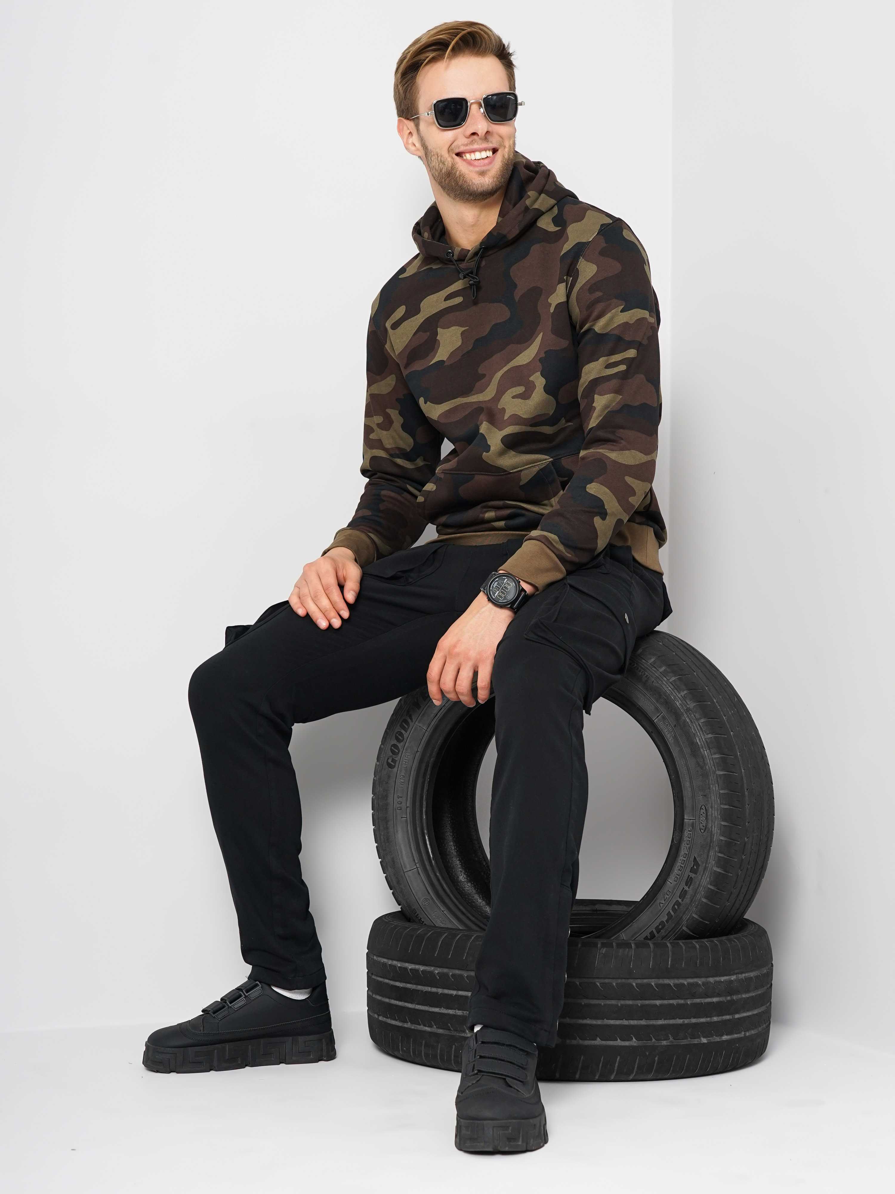 Men's Black Camouflage Hoodies