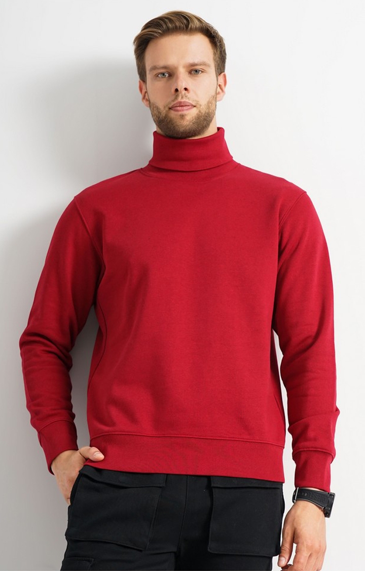 celio | Men's Red Knitted Sweatshirts