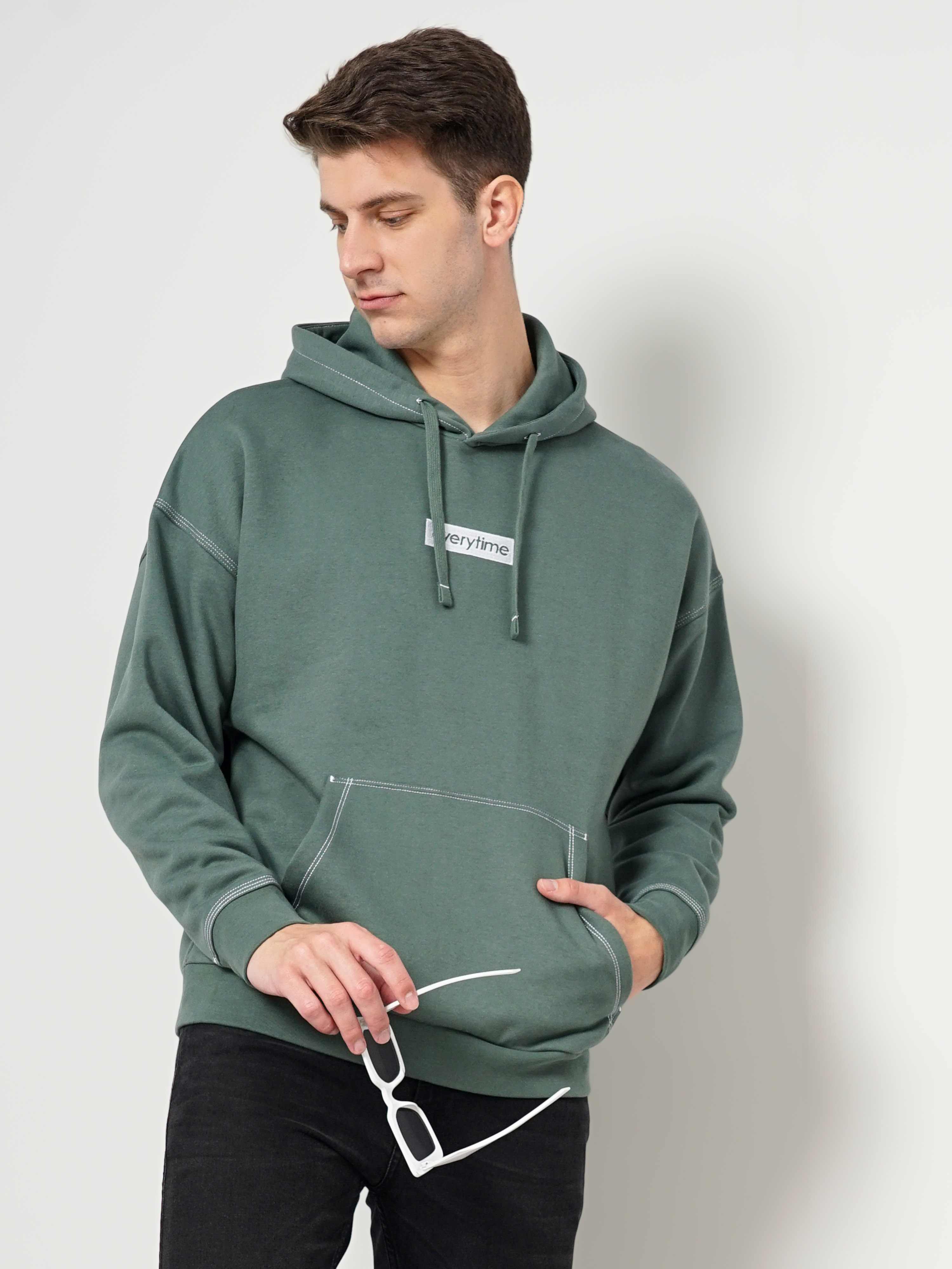 Men's Green Typographic Hoodies