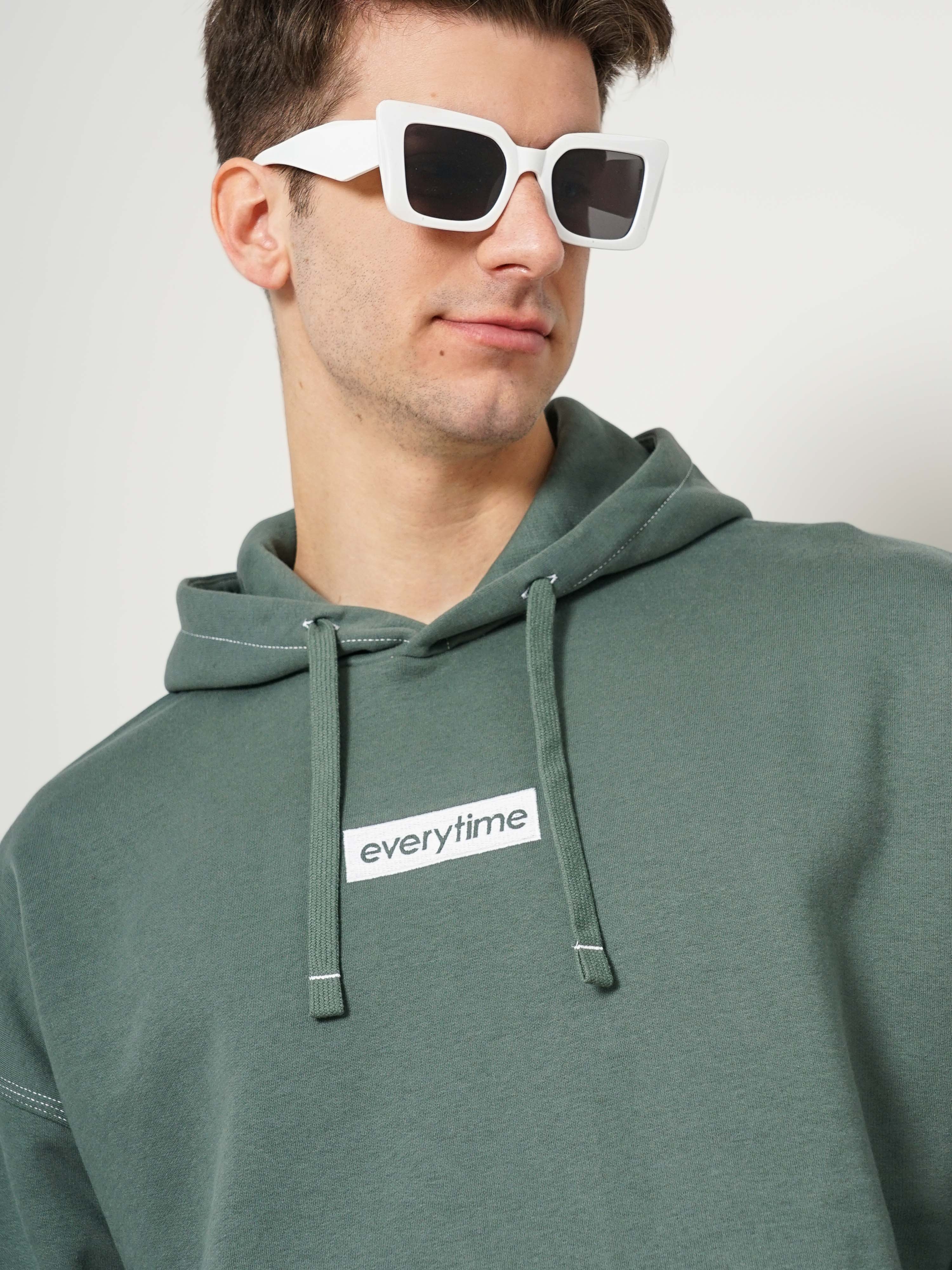 Men's Green Typographic Hoodies