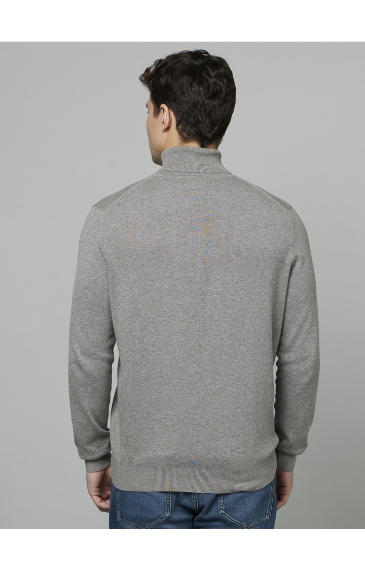 Men's Grey Solid Sweaters