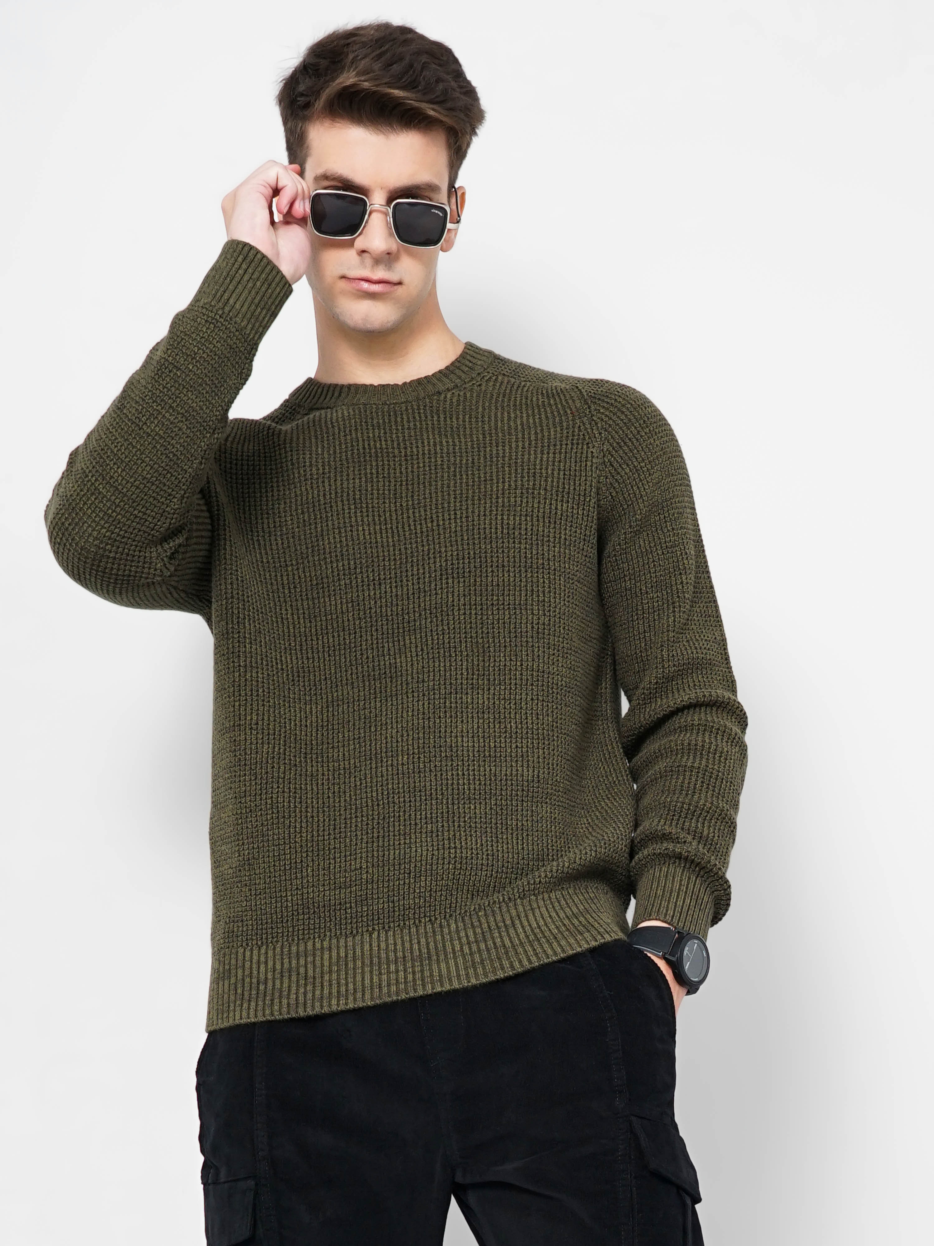 celio | Men's Green Knitted Sweaters 0
