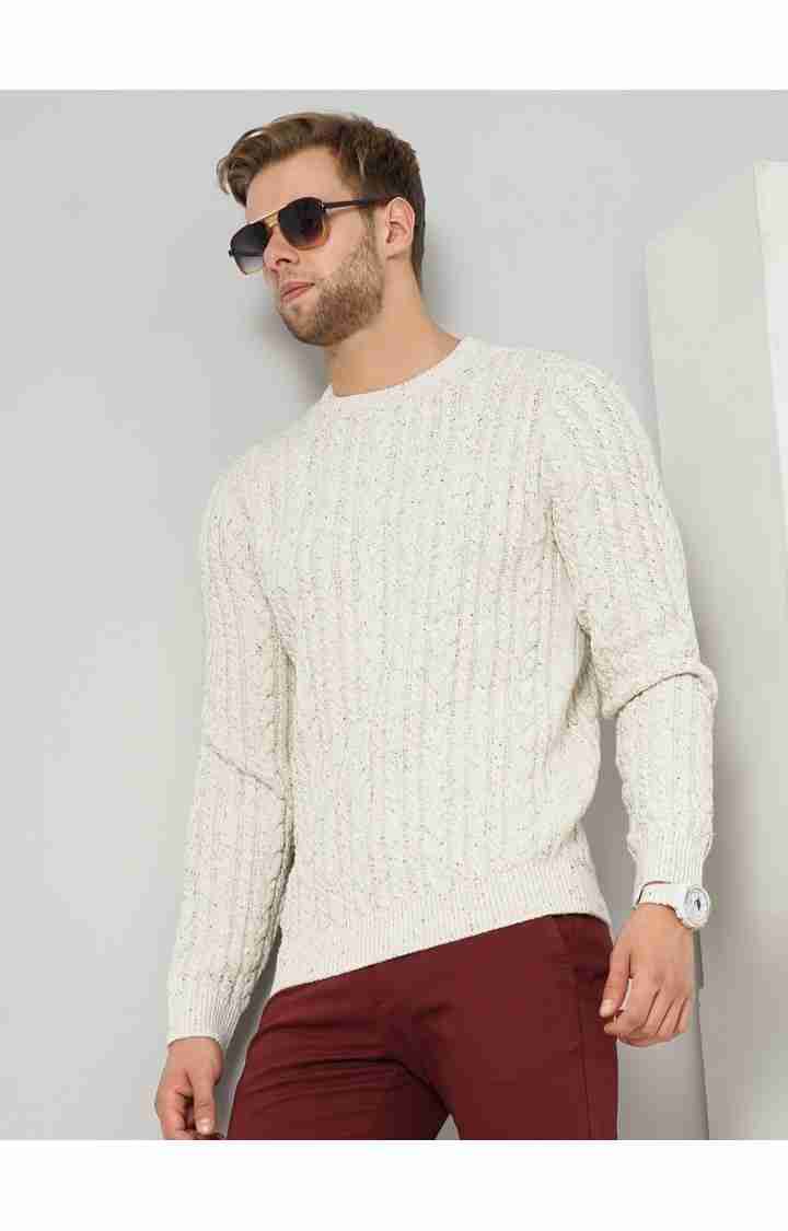 Men's White Knitted Sweaters