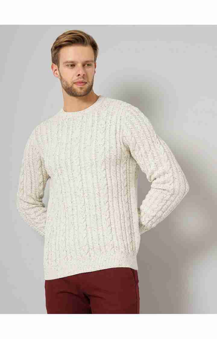 Men's White Knitted Sweaters