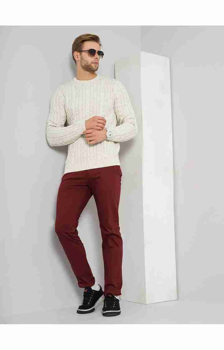 Men's White Knitted Sweaters