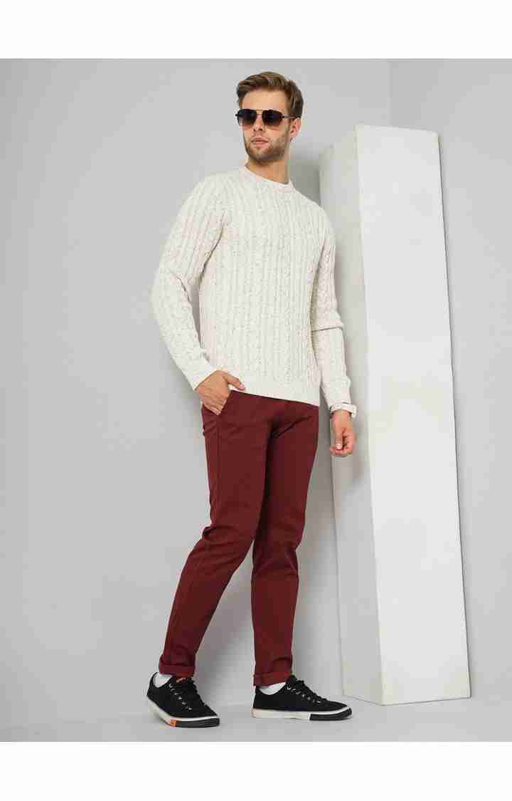 Men's White Knitted Sweaters