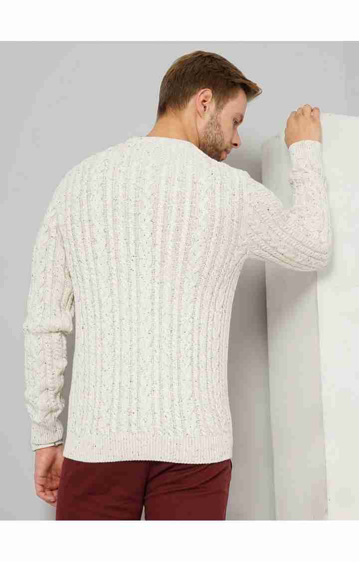 Men's White Knitted Sweaters