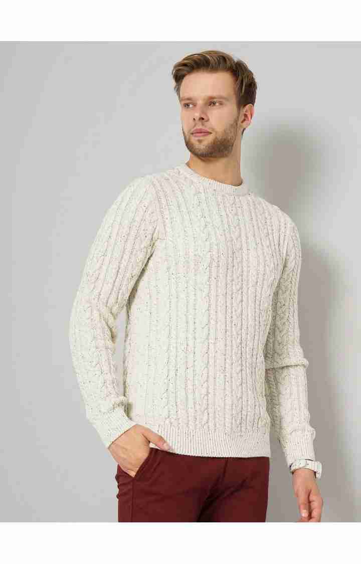 Men's White Knitted Sweaters