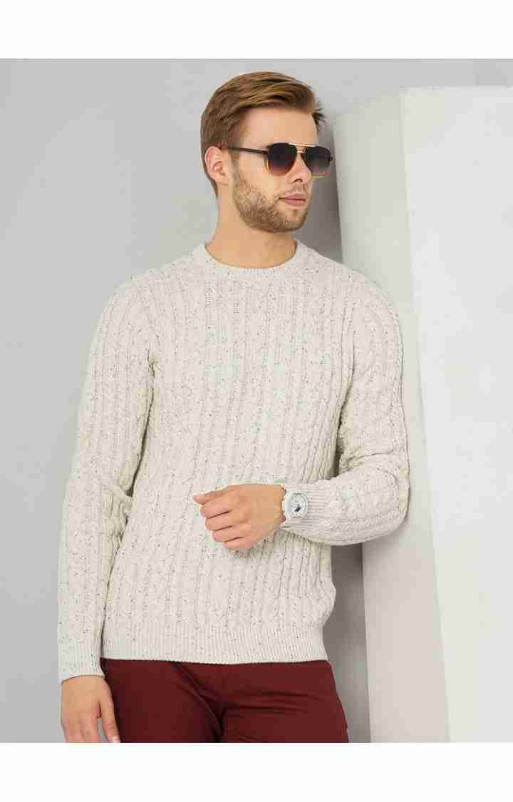 Men's White Knitted Sweaters