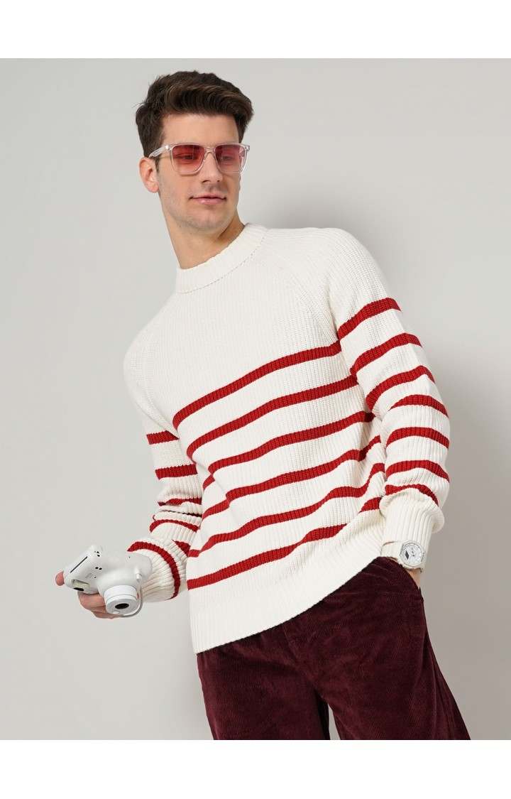 Men's White Knitted Sweaters