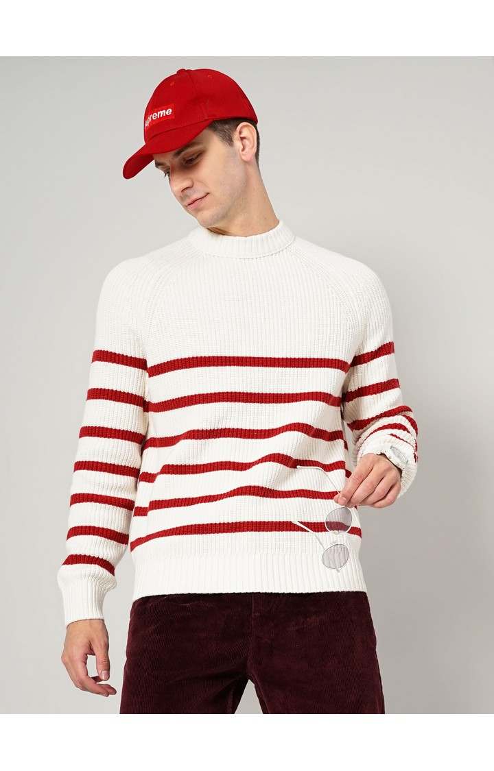 Men's White Knitted Sweaters