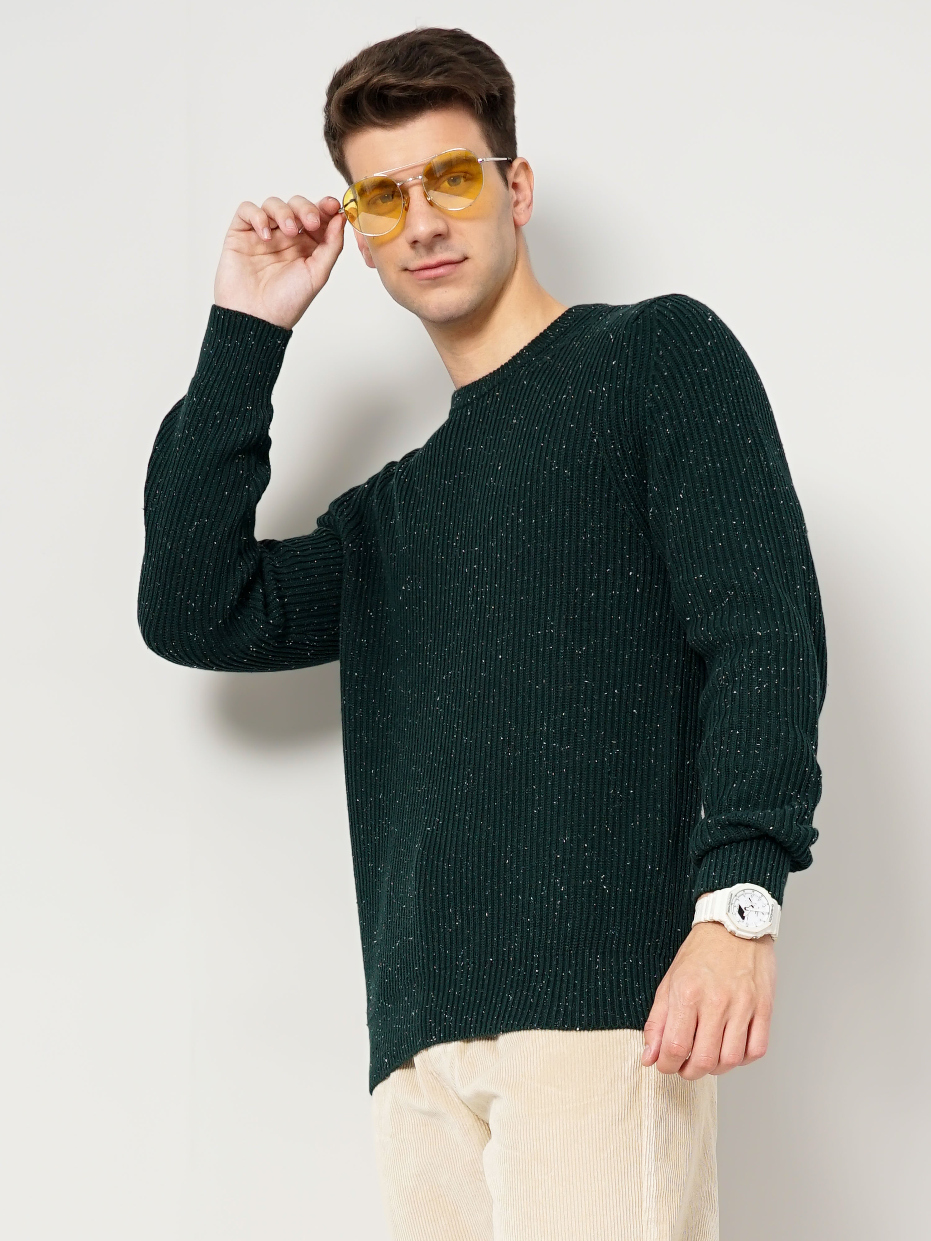 celio | Men's Green Knitted Sweaters 1