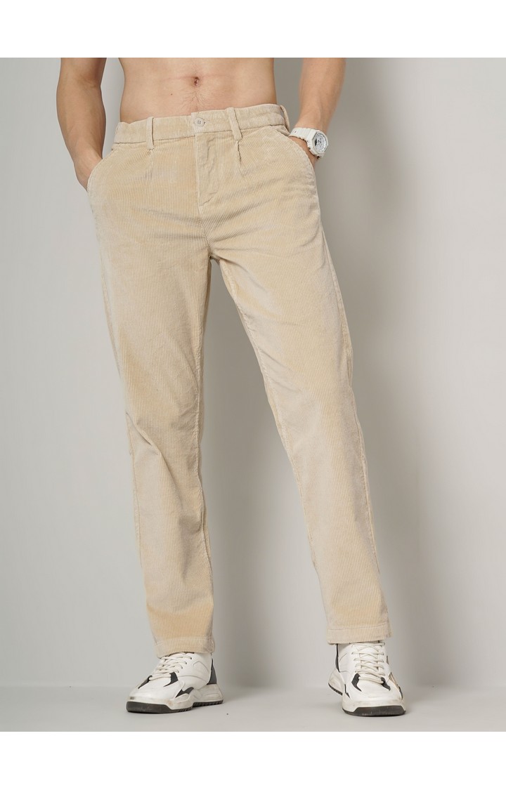 Men's Solid Begie Trouser