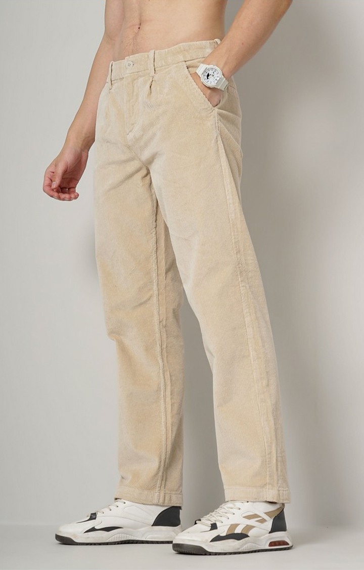 Men's Solid Begie Trouser