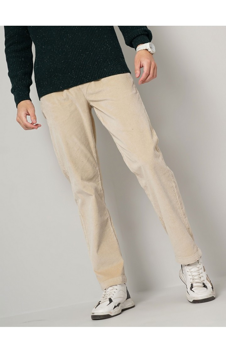 Men's Solid Begie Trouser