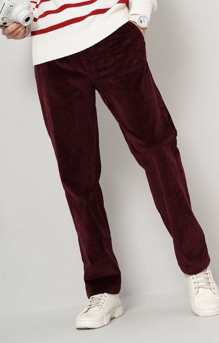 Men's Solid Red Trouser