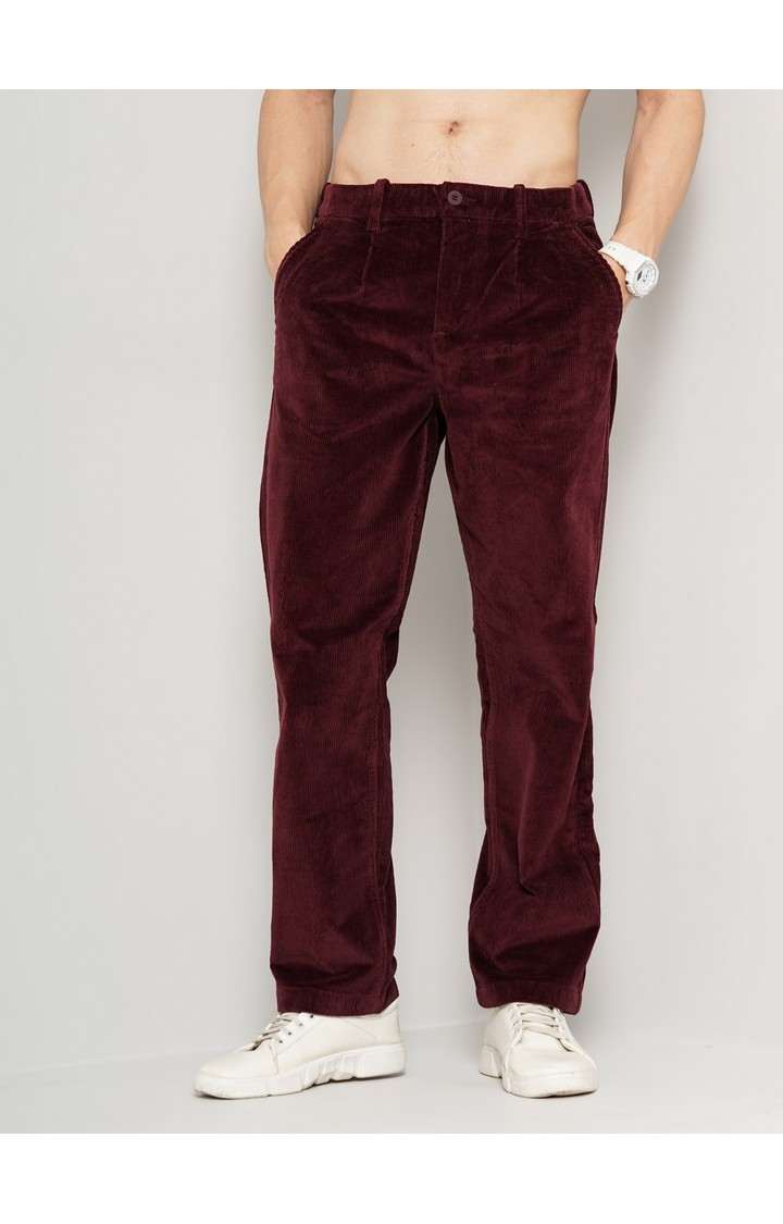 Men's Solid Red Trouser