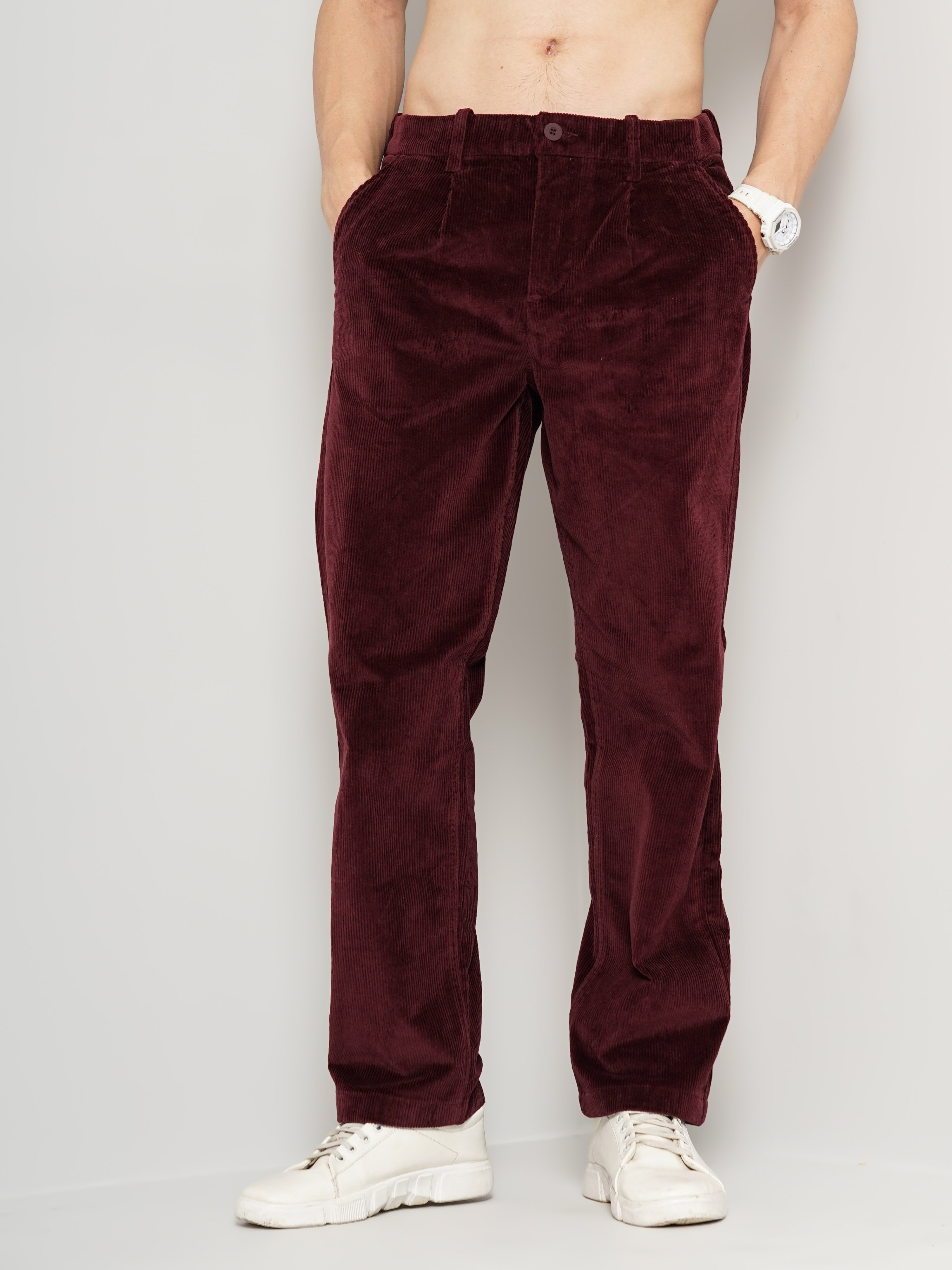 Men's Solid Red Trouser