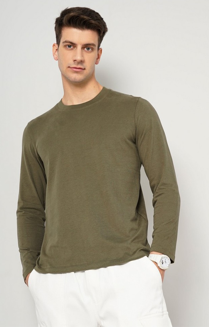 Men's Green Solid Sweatshirts