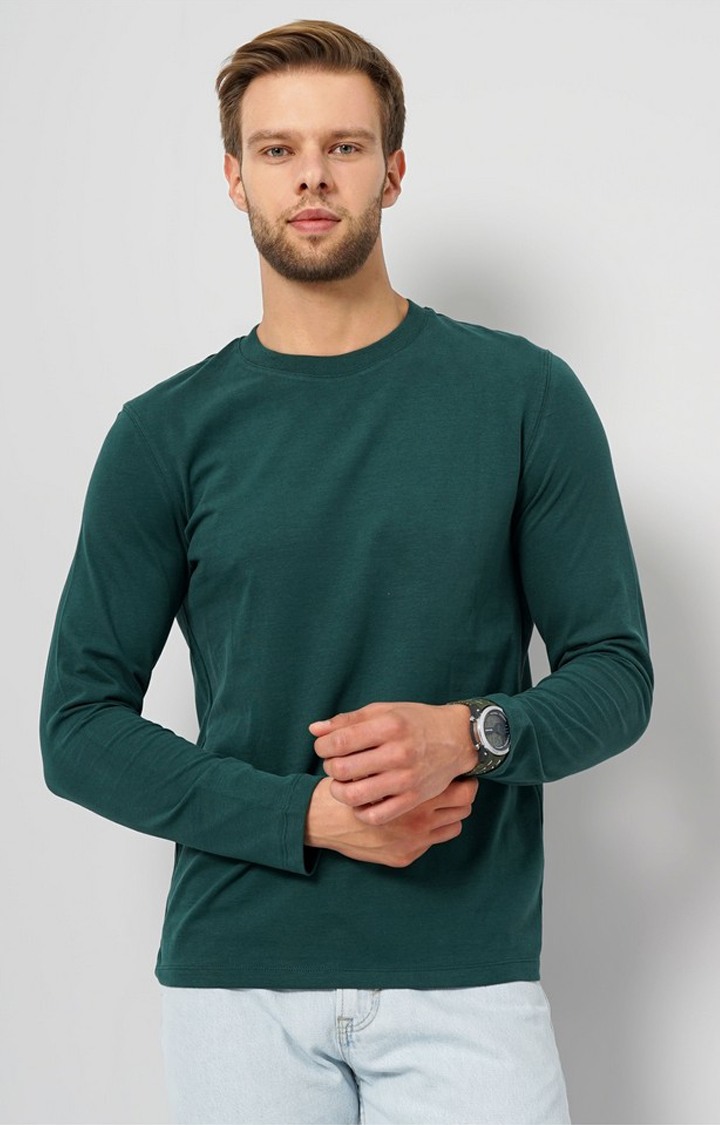 Men's Green Solid Sweatshirts