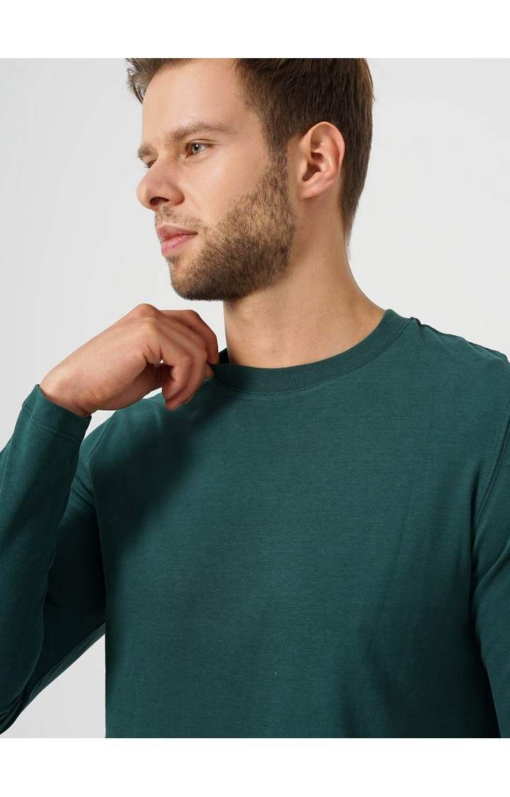 Men's Green Solid Sweatshirts