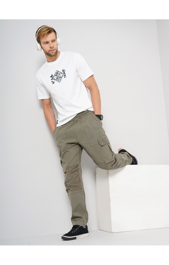 Men's Solid Green Cargos