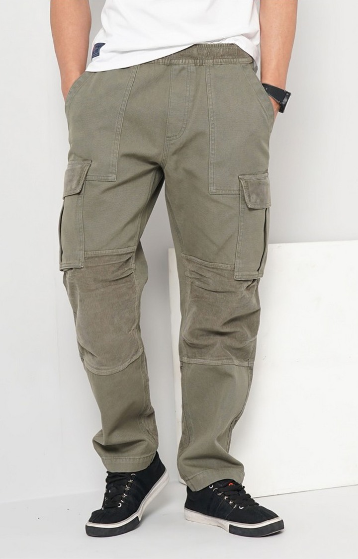 Men's Solid Green Cargos
