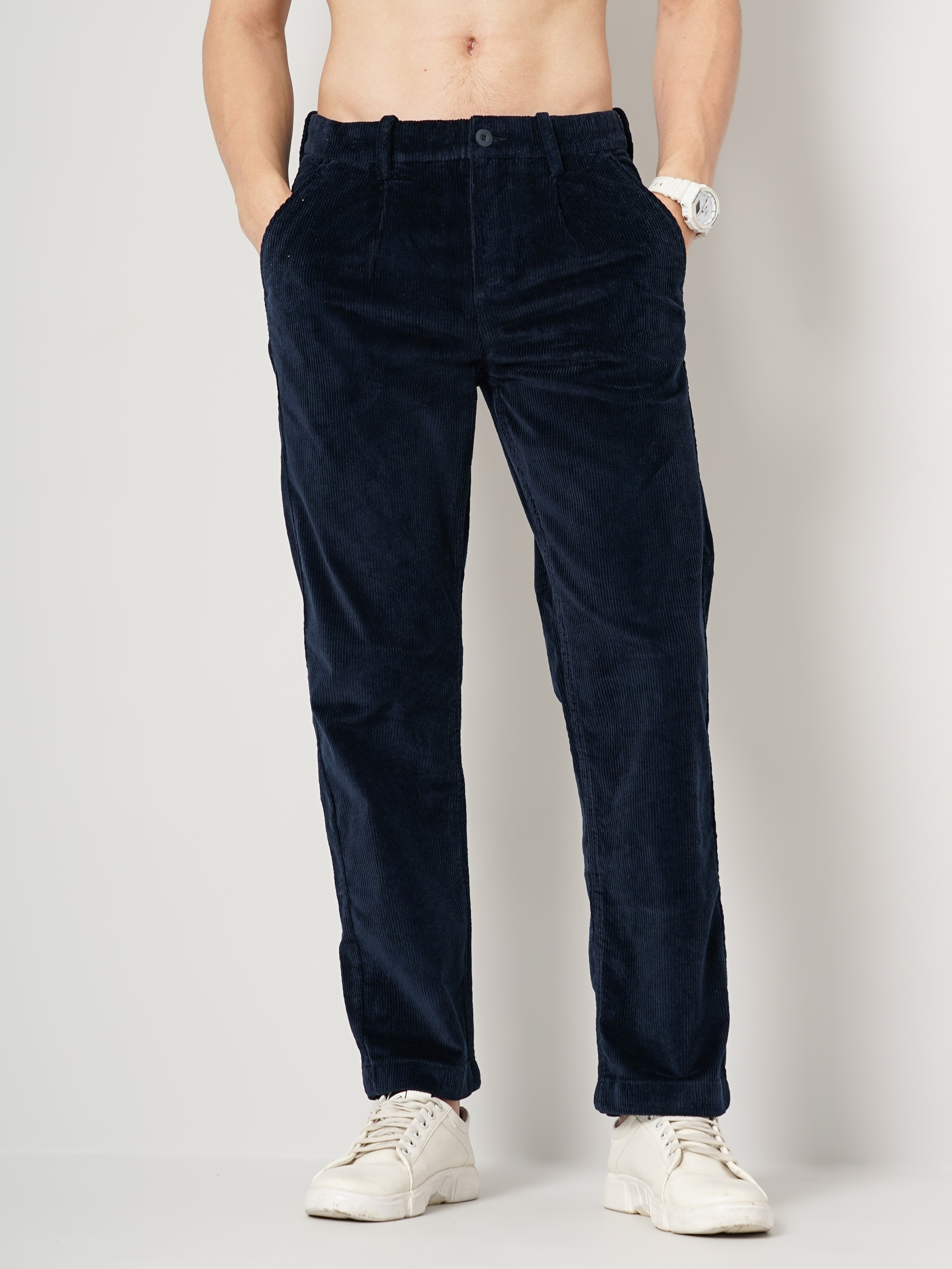 celio | Men's Solid Blue Trouser
