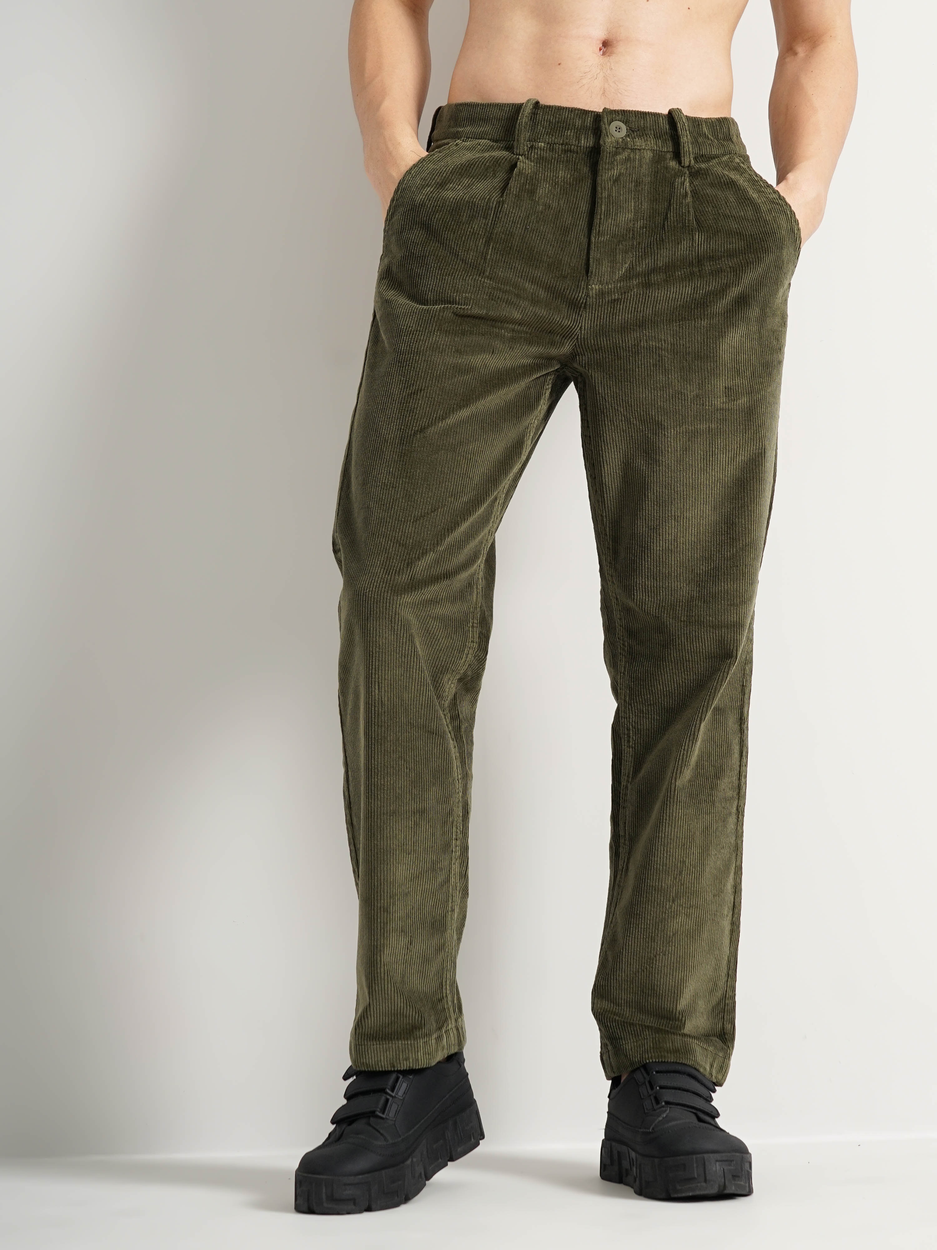 celio | Men's Solid Green Trouser